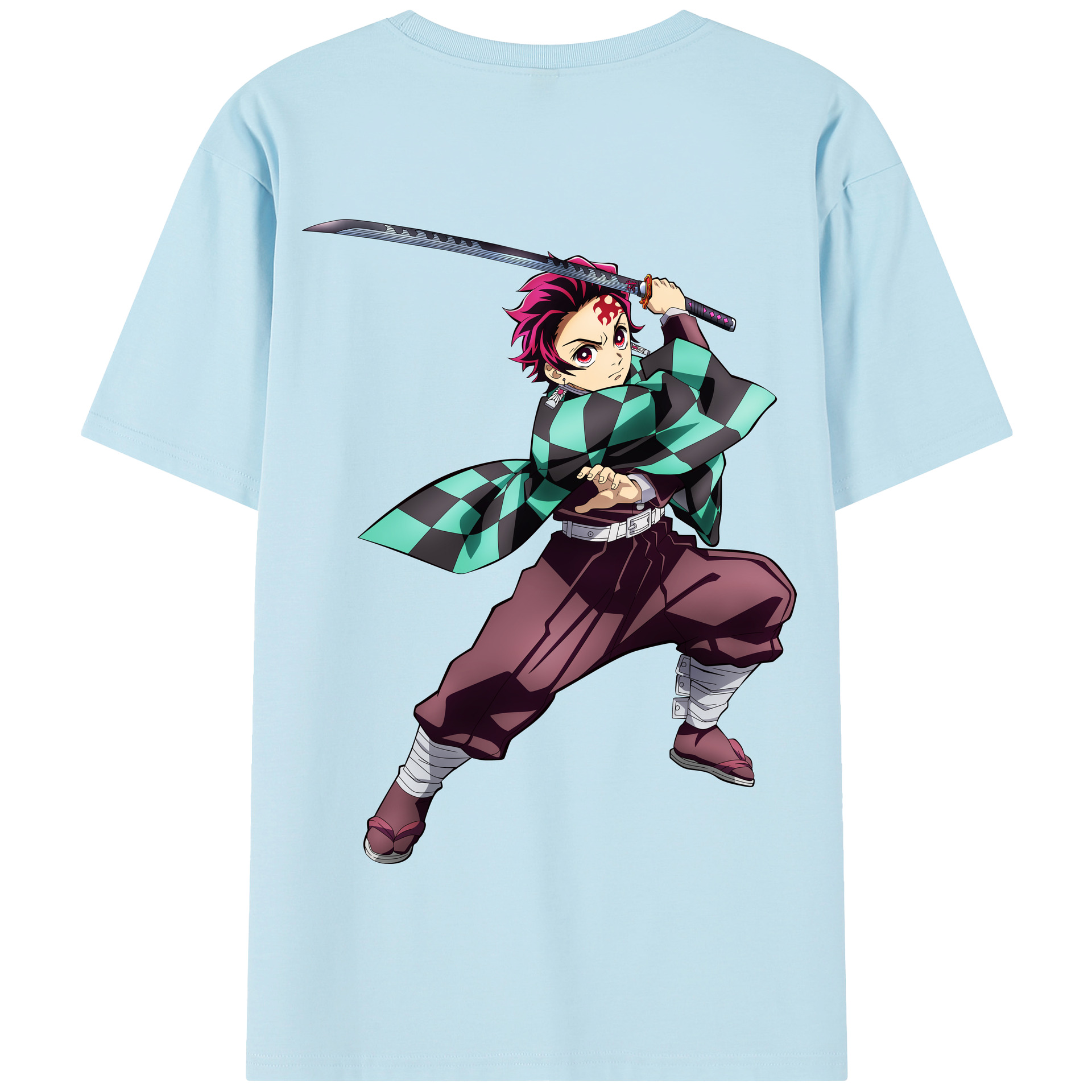 （画像用） 鬼滅の刃 竈門 炭治郎／かまど たんじろう Kamado Tanjirou 綿100％半袖Tシャツ（背面プリント）